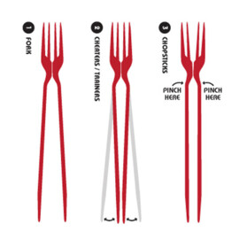 The Chork, zwart, chopsticks met vork. (zak met 24 stuks)